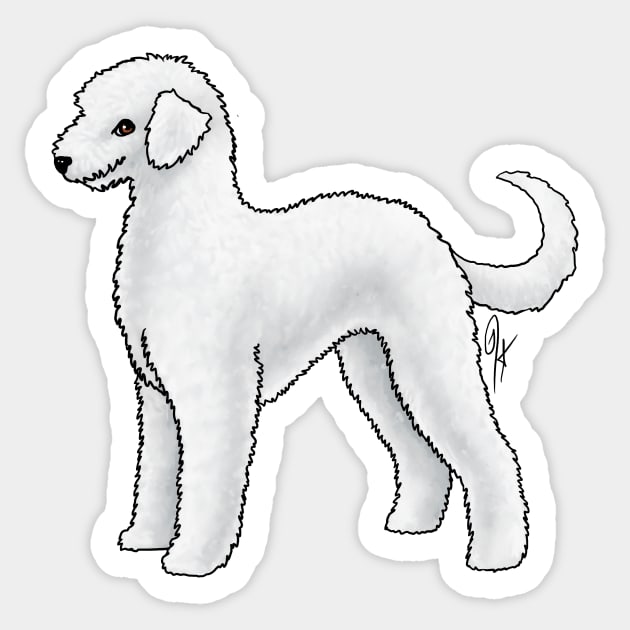 Dog - Bedlington Terrier - Unclipped White Sticker by Jen's Dogs Custom Gifts and Designs